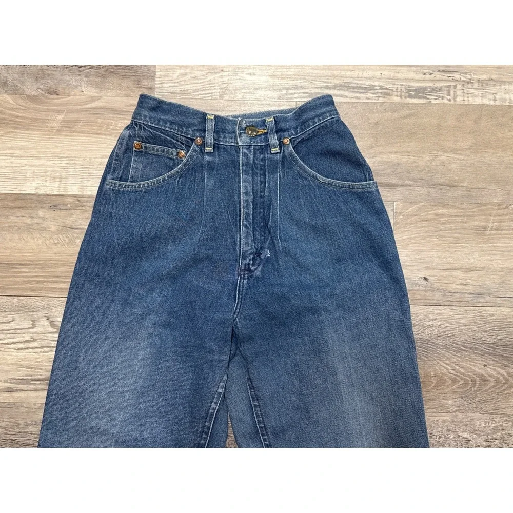 VTG 80s Lee  High Waist Tapered Mom Jeans Pleated Front Size 6‎
